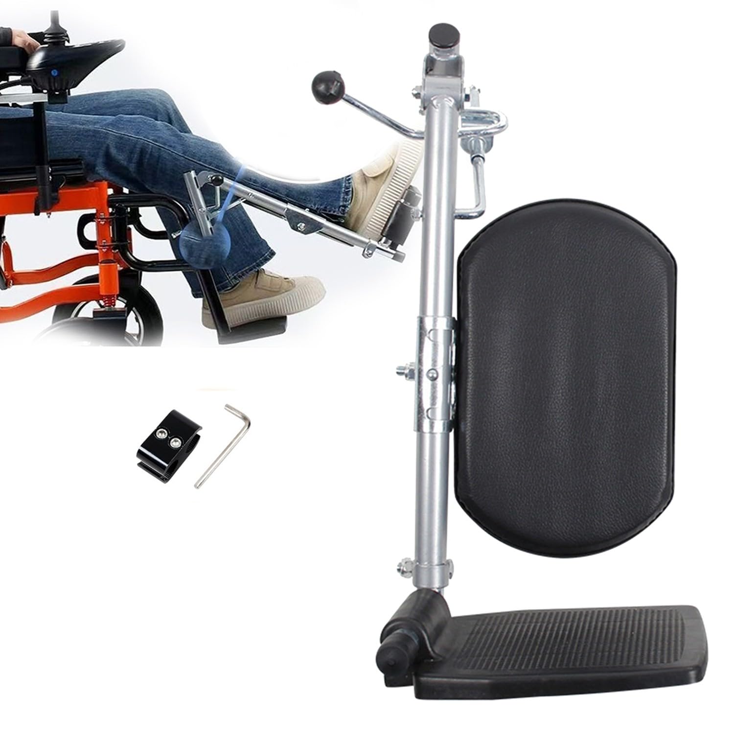BLUEZY Reposapiés Elevadores Universales para Sillas De Ruedas Reposapiés Compuestos con Soportes Acolchados para Pantorrillas para Sillas De Ruedas Se Adapta A La Mayoría Right
