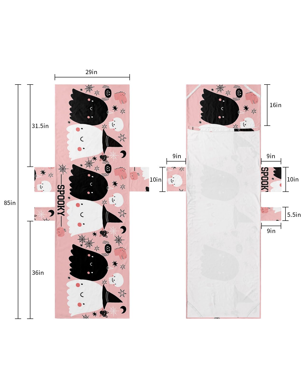 Halloween Beach Lounge Chair Towel Cover, Soft Chaise Lounge Towel with Side Pockets Patio Pool Chairs Cover for Beach/Pool Sunbathing 29x85 Black White Ghost Skull Pink