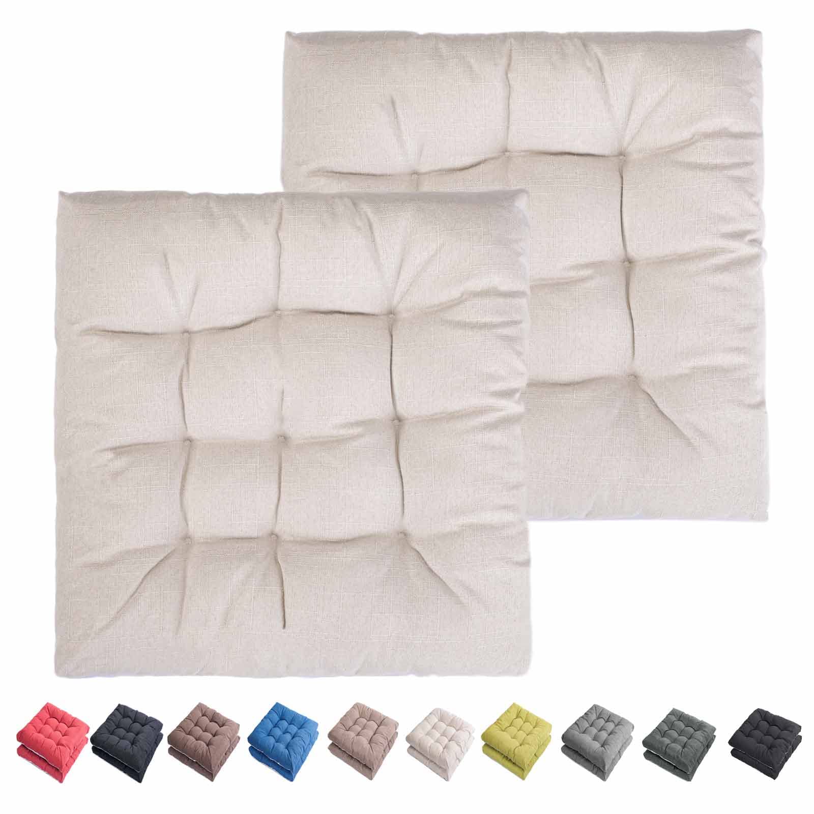 Outdoor Indoor Chair Cushions 20" x 20" Seat Patio Cushion Premium Comfortable Thick Fiber Fill Tufted Floor Wicker Seat Pads, Set of 2 (2 Count (Pack of 1), Cream)