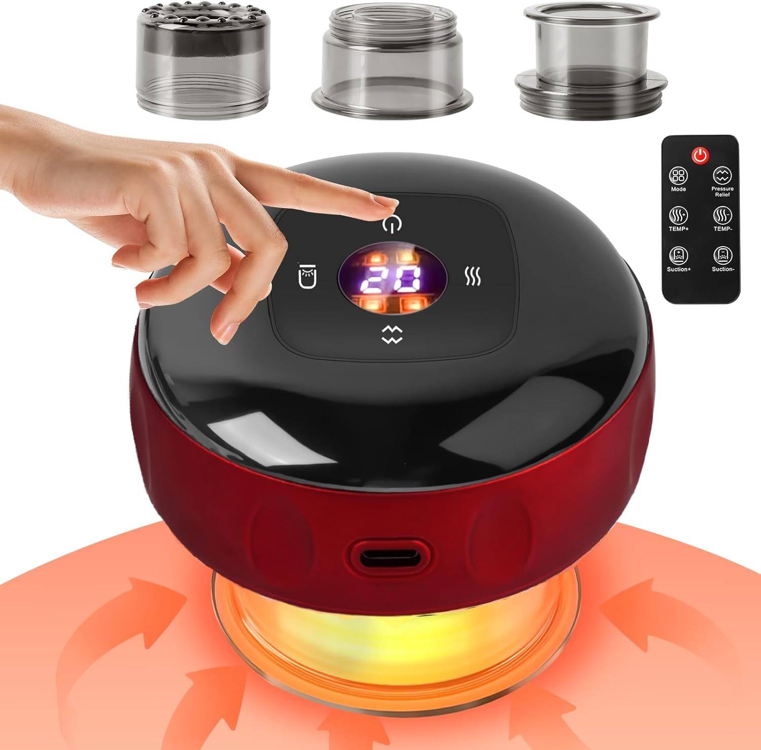 Ventouse électrique infrarouge, intelligente, 12 vitesses avec télécommande, ventouse intelligente, appareil de massage électrique pour guasha, réduit les douleurs musculaires, la détoxification