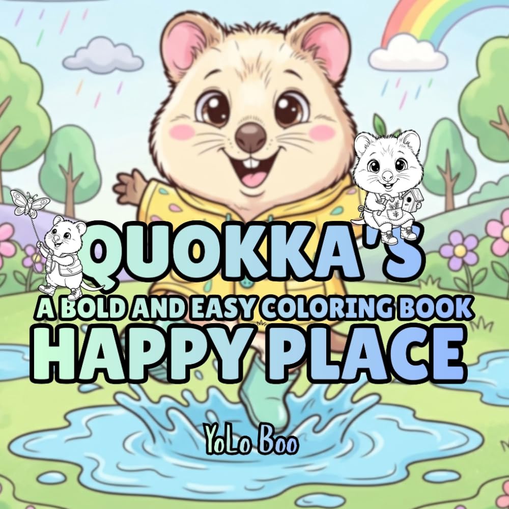 Quokka Coloring Book: Quokka's Happy Place, 54 Cozy Adventures and Cute Moments to Color – A Relaxing Coloring Book for All Ages, Featuring Wholesome ... Relief, and the World’s Happiest Animal