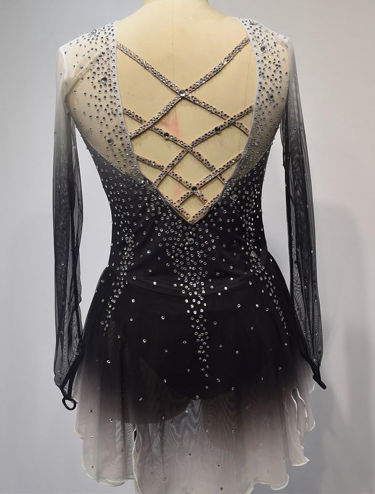 Gradient Figure Skating Dresses Diamond Ballet Dance One Piece Outfit Professional Ice Skating Costumes