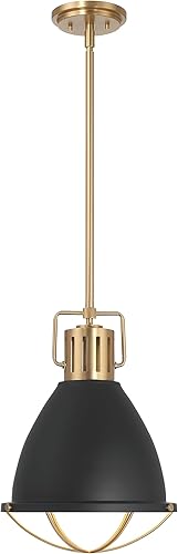 Miniatura 7 de Kent - Lámpara de techo industrial de metal enjaulado de gran tamaño, color negro y dorado