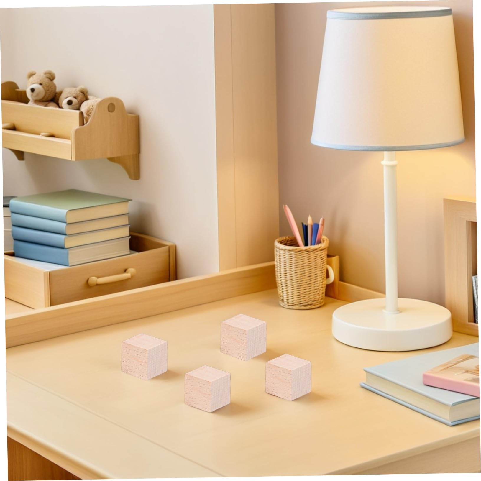 Mikikit 120pezzi Blocchi Quadrati in Legno Non Finiti Cubetti di Legno Naturali per Artigianato e Progetti Fai da Te Piccoli Blocchi per Gioco Creativo e Interazione Familiare