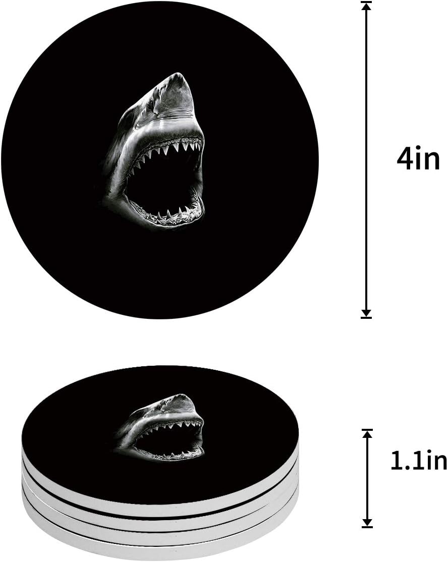 Flаѕh Sаlе Drink Coasters Absorbent Natural Ceramic Stone Bar Coasters Set of 6 - Cool Shark Animal Pattern Black Cup Mat with Cork Backing, Housewarming Gifts for Home Kitchen Decorations Tор Brаndѕ Drink Coasters Absorbent Natural Ceramic Stone Bar Coasters Set of 6 - Cool Shark Animal Pattern Black Cup Mat with Cork Backing, Housewarming Gifts for Home Kitchen Decorations