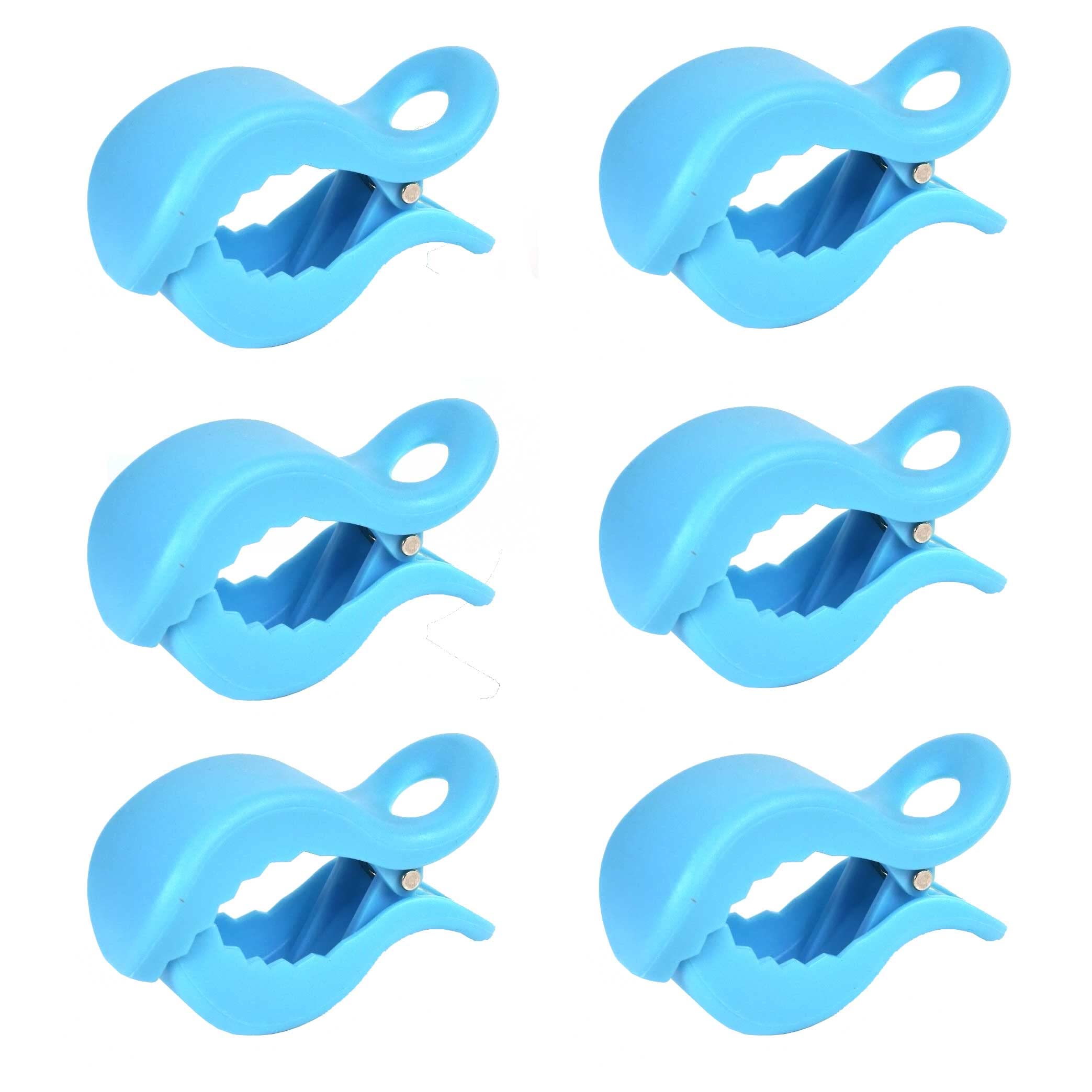 6 St. Babies1st Kinderwagen Klammer, Clip zur Befestigung von Spielzeug, Abdeckung, Sonnenschutz am Kinderwagen, Buggy, Babyschale, Baby Blau