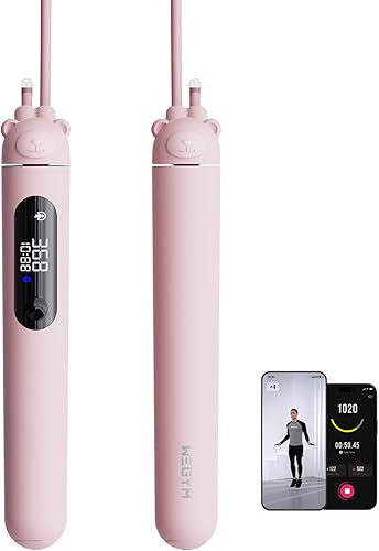 WeGym - Cuerda de saltar inteligente para hombres y mujeres, cuerda de saltar ajustable para entrenamiento en interiores y exteriores, aplicación de