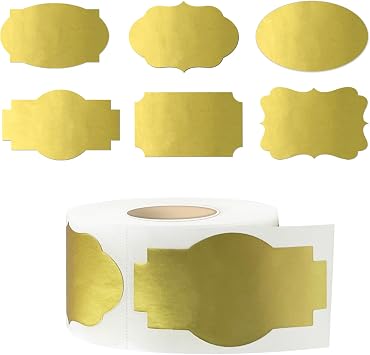 350 PCS Fancy Shape Stickers, 2" x 1.2" Gold Labels for Home, Office, Kitchen, Gifts, Jars, Food Craft