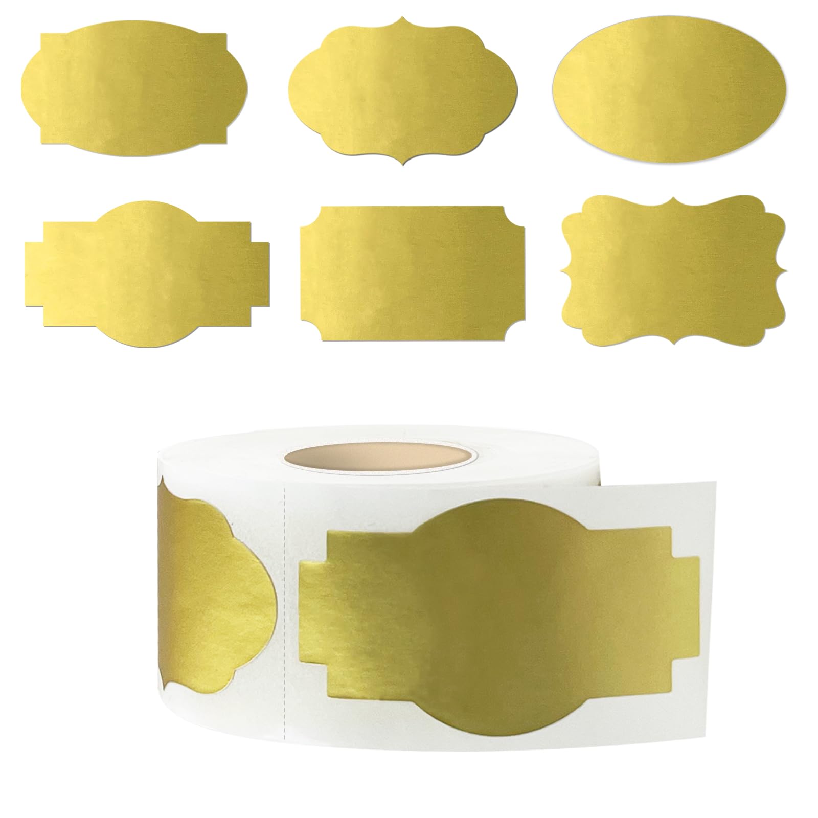 Yeachlaing 350 PCS Fancy Shape Stickers, 2" x 1.2" Gold Labels for Home, Office, Kitchen, Gifts, Jars, Food Craft