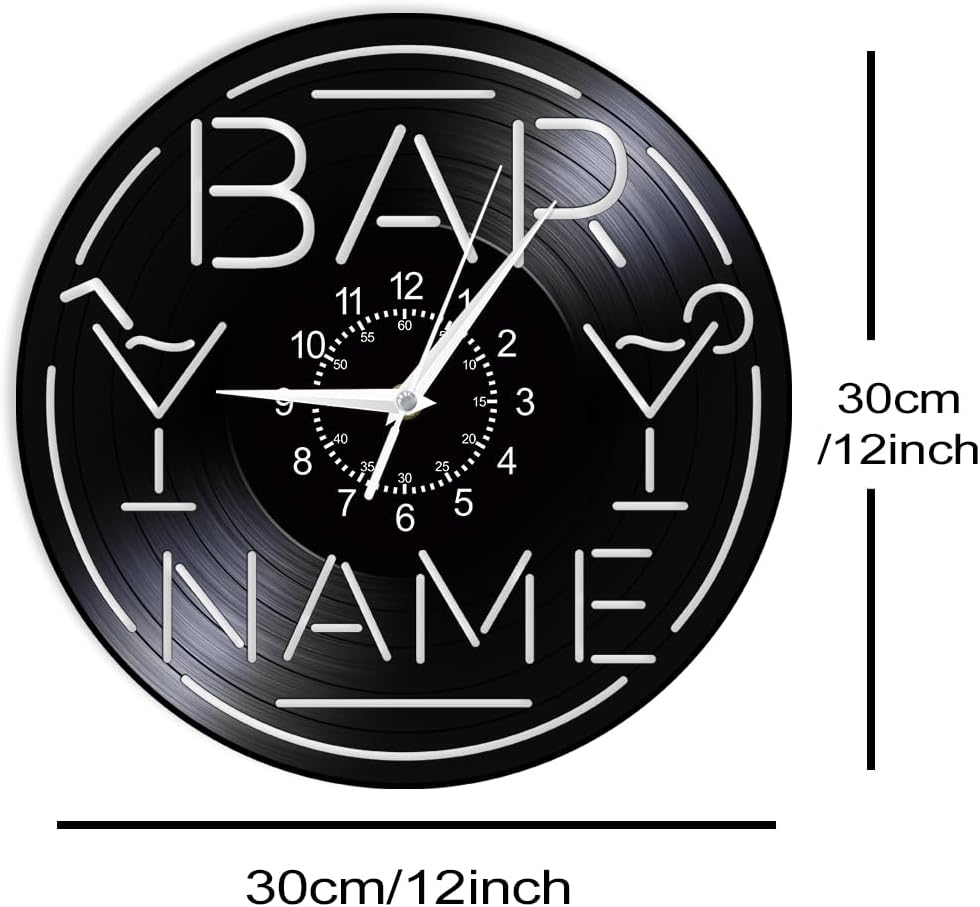 12 Inch Custom Bar Vinyl Record Wall Clock 7 Kinds of LED Color, Kitchen Wall Clock Night Light Classic Cocktails Home Bar Decor Wall Watch Clock Silent Movement for Bartender Alcohol Gift