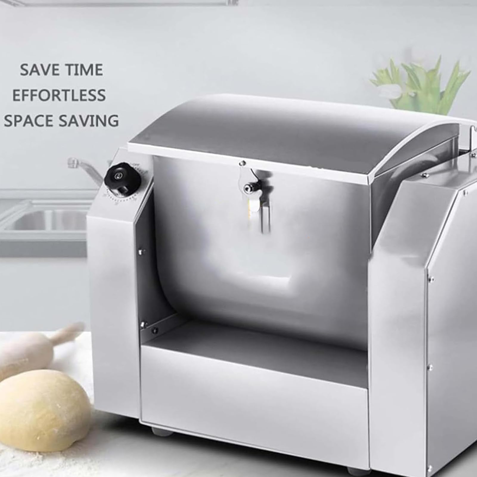 Batidora Industrial de Acero Inoxidable de 1100 W/1500 W, amasadora eléctrica de Cocina con Temporizador para Pan, Pizza y Fideos - Batidora de Alta Resistencia