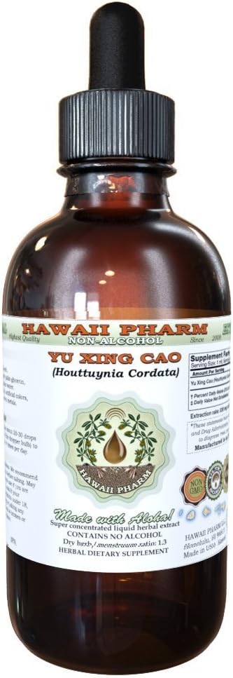 Yu Xing Cao Alcohol-Free Liquid Extract, Yu Xing Cao (Houttuynia Cordata) Dried Herb Glycerite Natural Herbal Supplement, USA 2 fl.oz