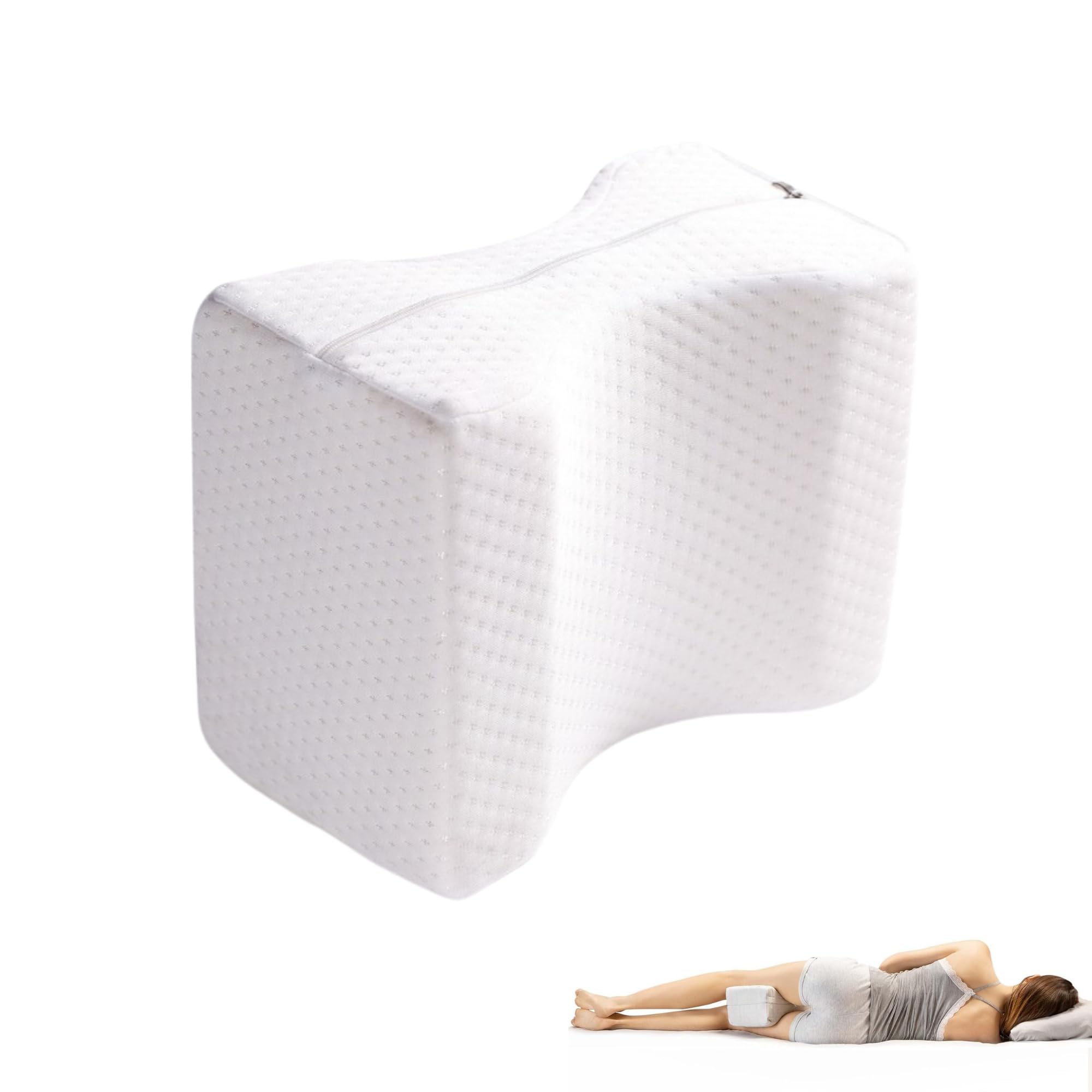 MAGIC SELECT Almohada para Dormir de Lado. Cojín Ergonómico para Rodillas con Espuma Viscoelástica. Funda Lavable de Poliéster. Soporte para Piernas, Caderas y Espalda
