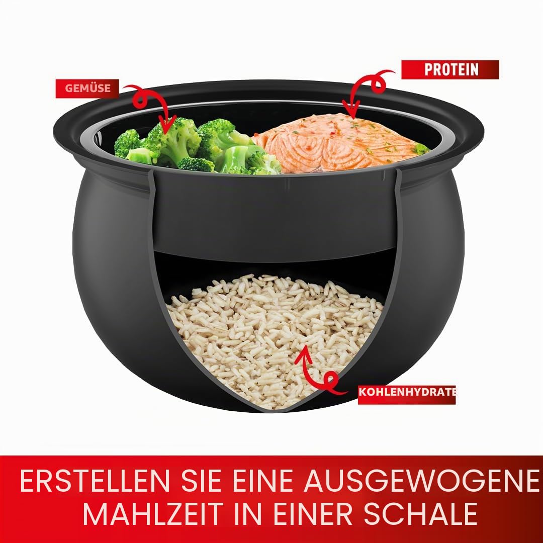 Tefal SpheriCook RK745840 16-in-1 Multicooker, Slow Cooker, Reiskocher, Dampfgarer, Warmhalten, Bräunen, spülmaschinenfeste Schüssel, 16 Programme, 5 Liter, schwarz, 750 Watt, RK745840