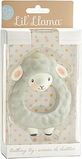 Lil' Llama Sheep Teether - 100% Natural Rubber Teething Ring - Non-Toxic, BPA Free Rubber Sheep Teething Rings - Baby Safe Cute Rubber Sheep Teether Ring - Rubber Animal Teether