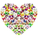 96Pcs 3D Butterfly Wall Stickers Decal, Removable Art Mural Decoration DIY Double Wings Butterflies...