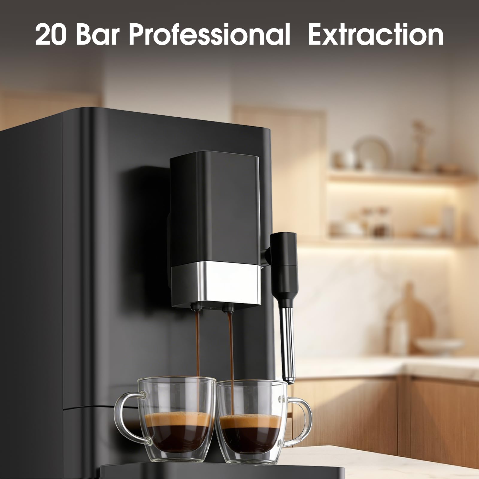 COWSAR - Macchina per espresso automatica da 20 bar con smerigliatrice e montalatte manuale, funzione di pulizia automatica, macchine da caffè espresso professionali con comandi a pulsante per