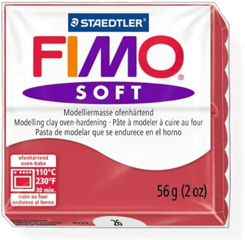 Staedtler Fimo Soft Cherry Red (26) Horno Modelación de arcilla moldeada de polímero bloque de color 1.98 oz (1 unidad)