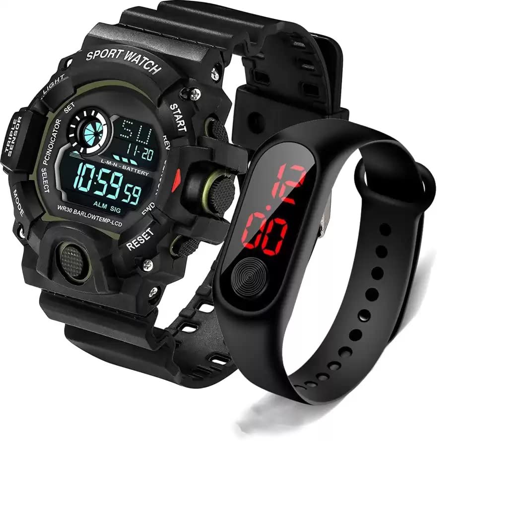 SELLORIA Digital Watch Shockproof Multi-Functional Automatic Black Color Strap Waterproof Digital Sports Watch for Mens Kids Watch for Boys Watch for Men Pack of 2 (B0BH77577M) Amazon Price History, Amazon Price Tracker