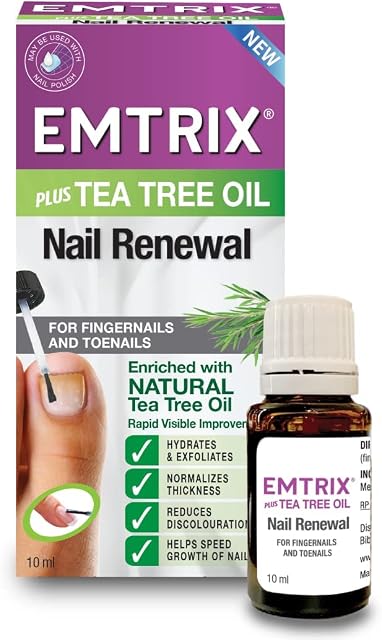 Emtrix Nail Renewal with Natural Tea Tree Oil, For Damaged Nails | Nail Strengthener and Healthy Nail Growth Product | For Fingernails and Toenails | Vegan Friendly | 10 ml