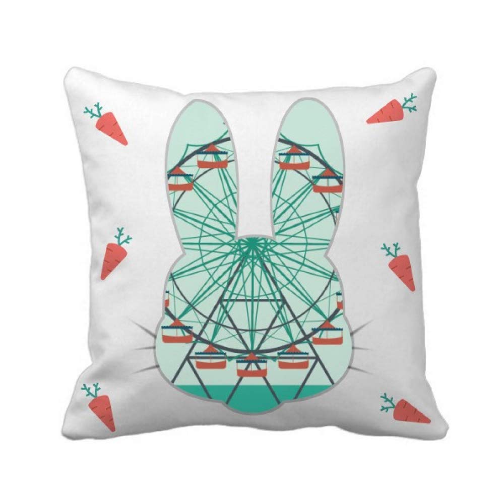 Cadeau cirque original avec ce coussin vert motif lapin et parc d'attractions