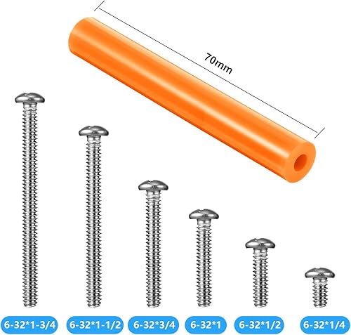Miniatura 10 de Kit extensor de toma de corriente eléctrica 60 separadores de tornillos de salida y 90 tornillos de montaje de dispositivos de cabeza plana de 6 a