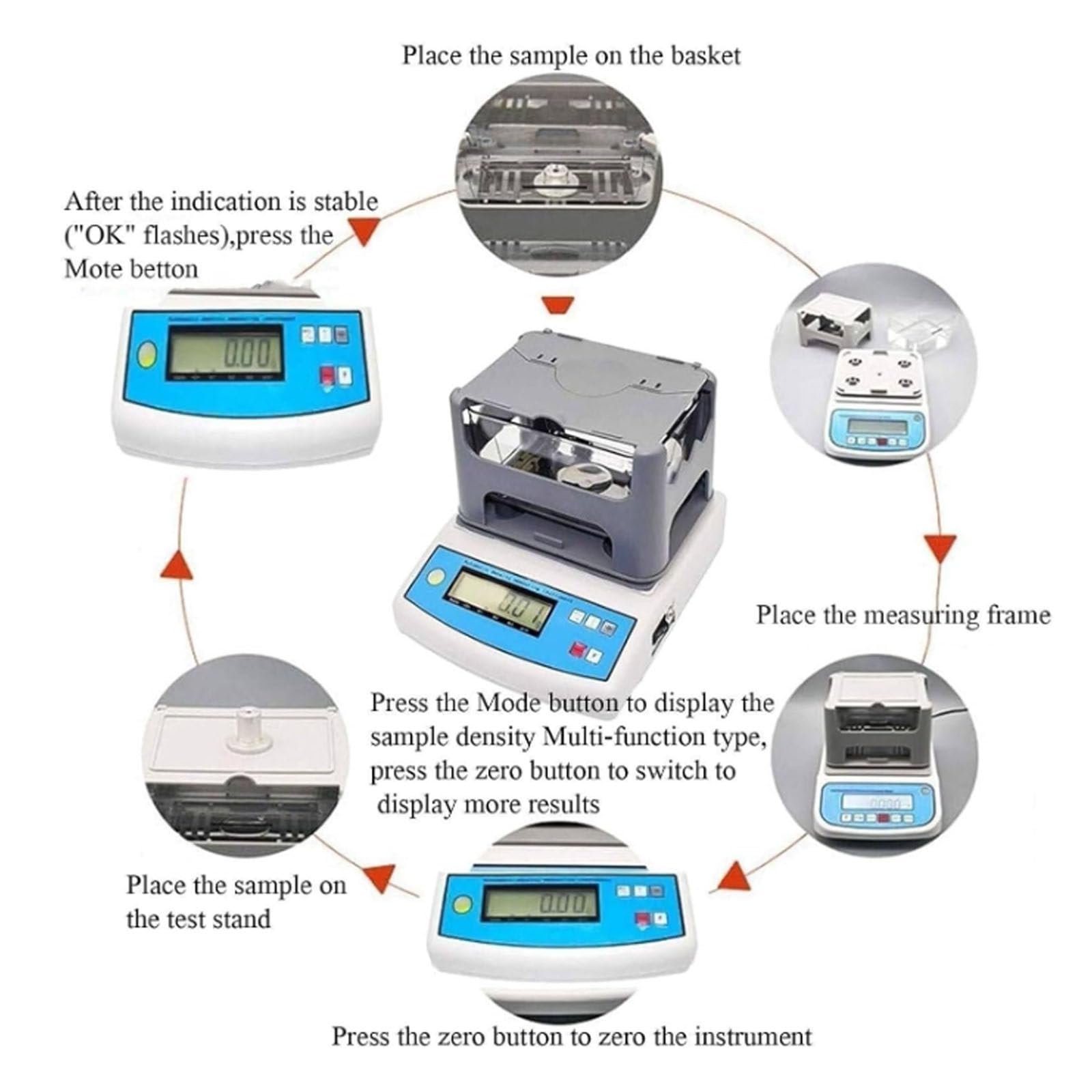 Medidor electrónico de densidad de alta precisión para minerales y piedras, instrumento digital de medición de densidad de goma, precisión de 0,001 g/cm³, ideal para uso en laboratorio