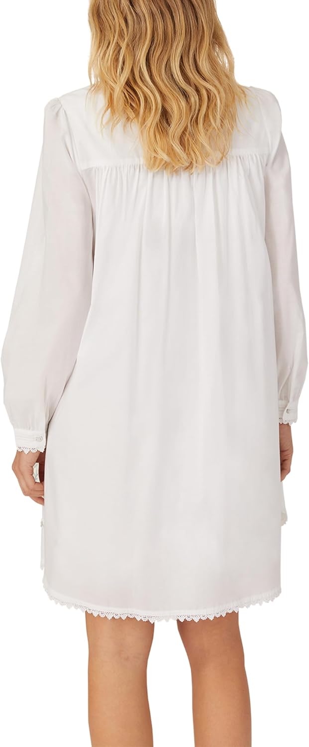 Eileen West Queen Anne’s Lace Womens Sleepwear & Loungewear – Heirloom Dream Collection - 100% Cotton Long Sleeve Short Robe - Image 3