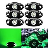 6 Pods LED Rock Lights, Ampper Waterproof LED Neon Underglow Light for Car Truck ATV UTV SUV Offroad Boat Underbody Glow Trail Rig Lamp (Green)