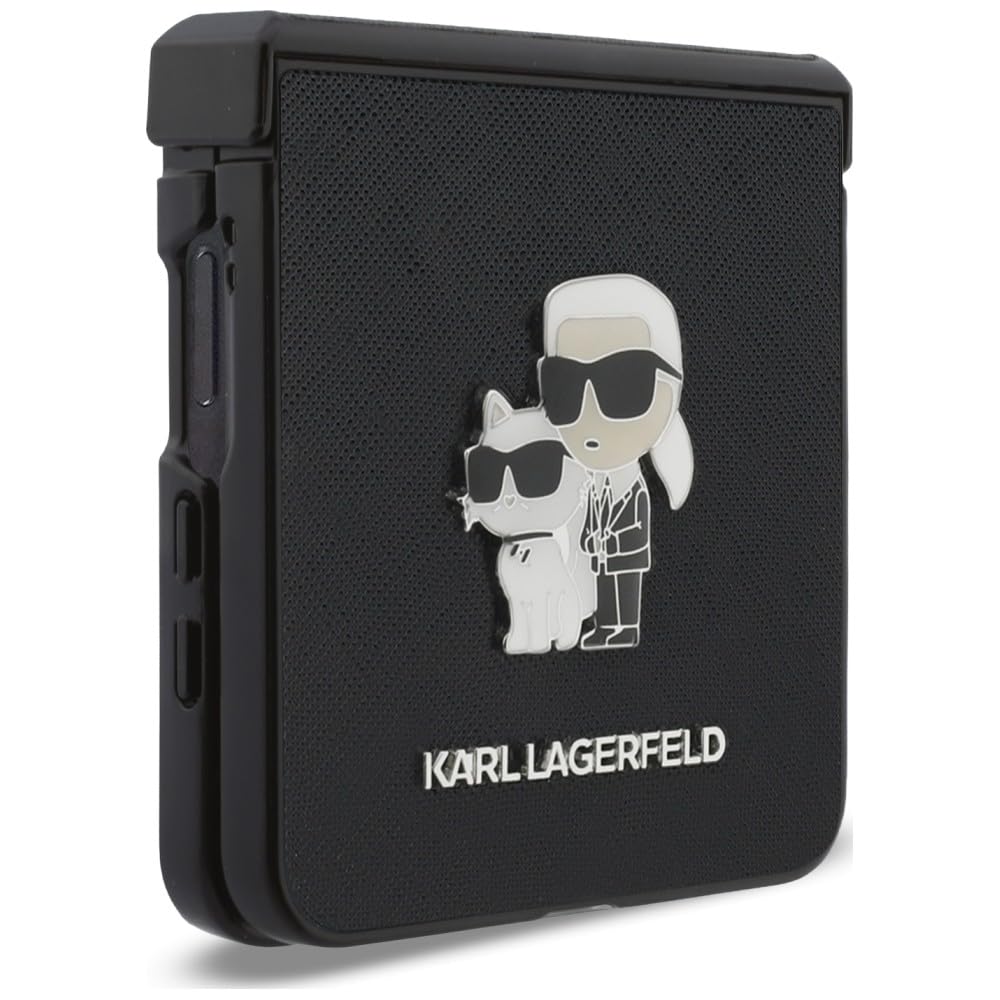 CG MOBILE Karl Lagerfeld Saffiano Karl&Choupette Pin - Custodia per Samsung Galaxy Z Flip8 (nero)