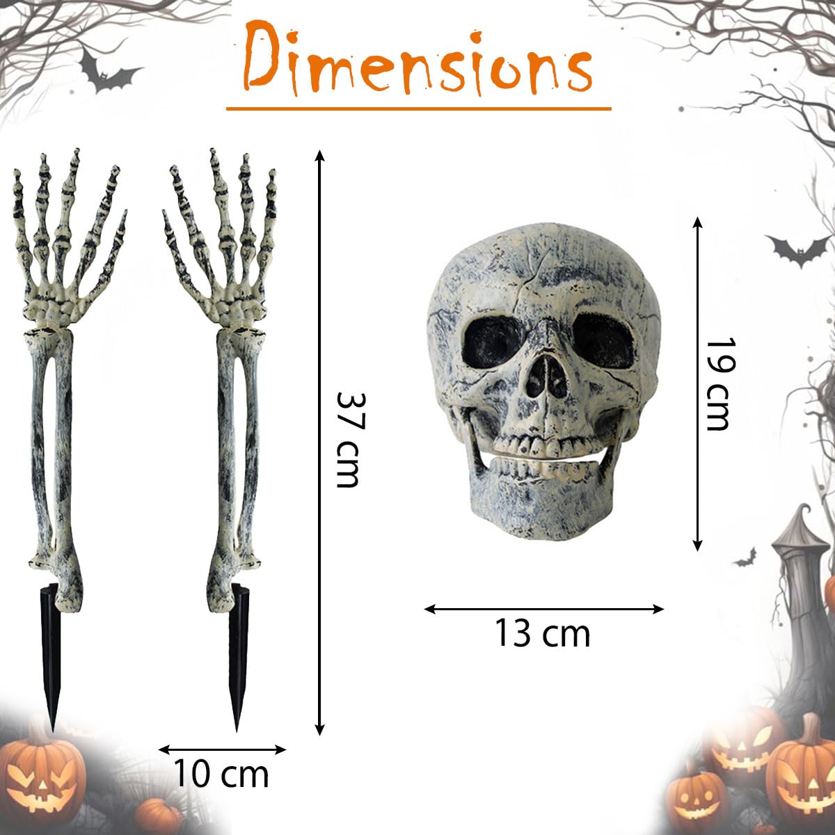 Dekoracja na Halloween Horror Szkielet Czaszka Realistyczna dekoracja Straszny szkielet do ogrodu Trawnik podwórzowy Dekoracje imprezowe