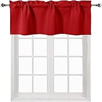 Vista 64 de DWCN Cenefa opaca para cocina, con bolsillo para barra, cortinas para ventana, sala de estar/sótano, 52 x 18 pulgadas de largo, 1 panel, azul oscuro