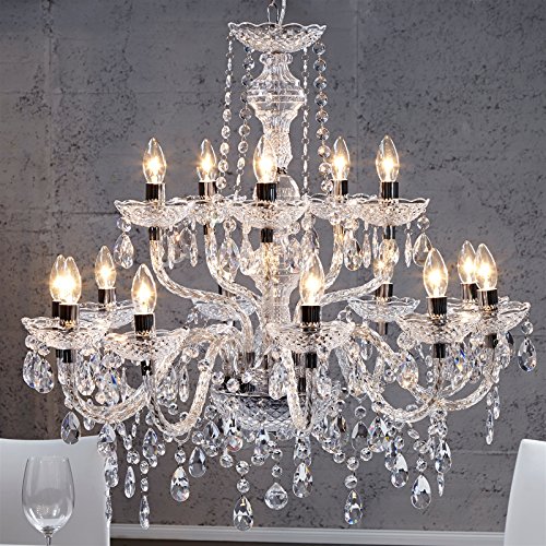 DESIGN DELIGHTS Lustre Luxury | 15 Branches, Ø 82 cm, Verre-Transparent | lampadaire en Cristaux Acrylique | Couleur: Transparent
