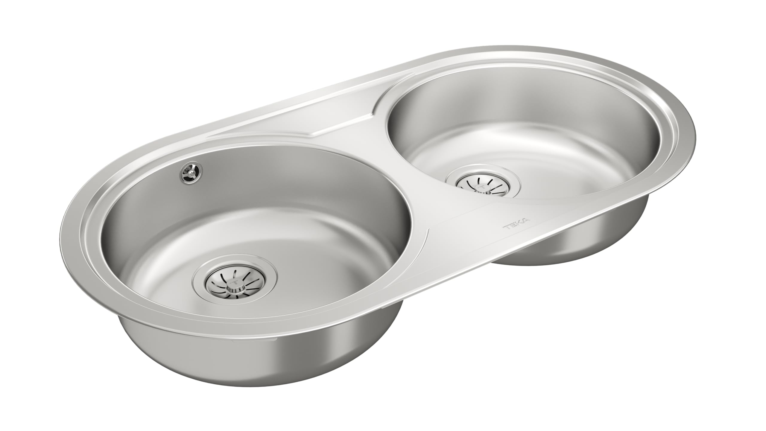 TEKA Fregadero de Dos Cubetas en Acero Inoxidable 18/10, Válvula Canasta 3 ½”, Profundidad 150mm, Instalación Encastrada para Mueble de 90cm, Modelo Duetta 2C