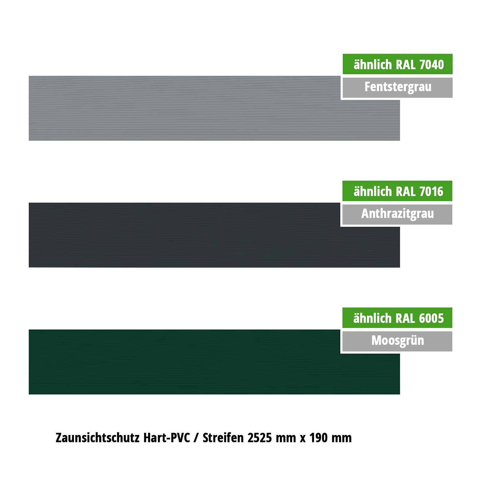 Premium Zaunsichtschutz HART-PVC / 40 x Streifen 2,525 m/Höhe 19 cm Anthrazitgrau - Zaun Sichtschutzstreifen für Doppelstabmattenzaun Zaun Sichtschutz anthrazit