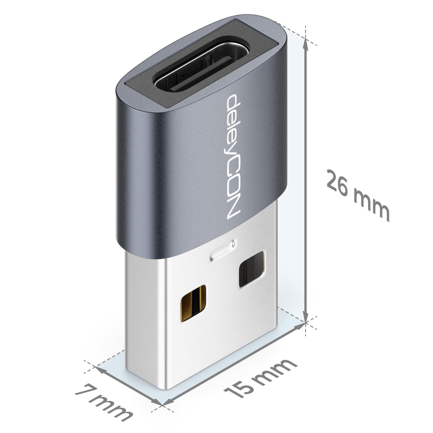 deleyCON Adattatori USB-C 3 Pezzi Presa USB-C a Spina USB-A per iPhone iPad Galaxy Serie S25/S24/S23 Laptop Notebook CarPlay