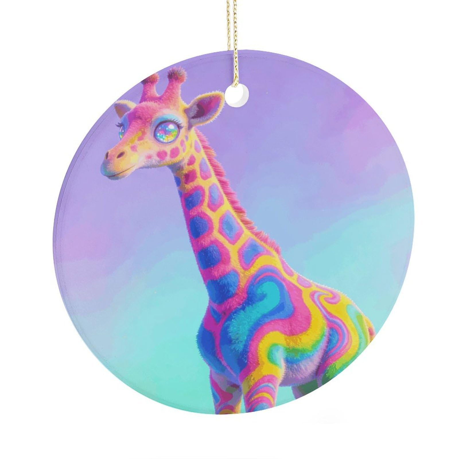 Fodpand Women's Style Neon Giraffe Ceramic Christmas Ornament,Wall Hanging Decor Windows Hanging Decor Best Friend Birthday Gifts, Friendship Gifts Car Hanging Ornament Gift For Girls, Teachers 2.9 In
