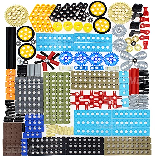 SEEMEY 184PCS Gear and Axle Set for Technic Parts Compatible with Lego Technic Parts DIY Gears Assortment Pack((Liftarm Pins Axles Connectors)) for Technic Building Blocks Set(Random Color)