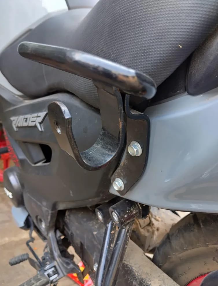 Image of TVS Raider Bike Pillion Holder Hook - Black, Easy Fit for TVS Raider 125, Comfortable Pillion Support, Convenient Hanging Hook, Durable and Reliable Performance