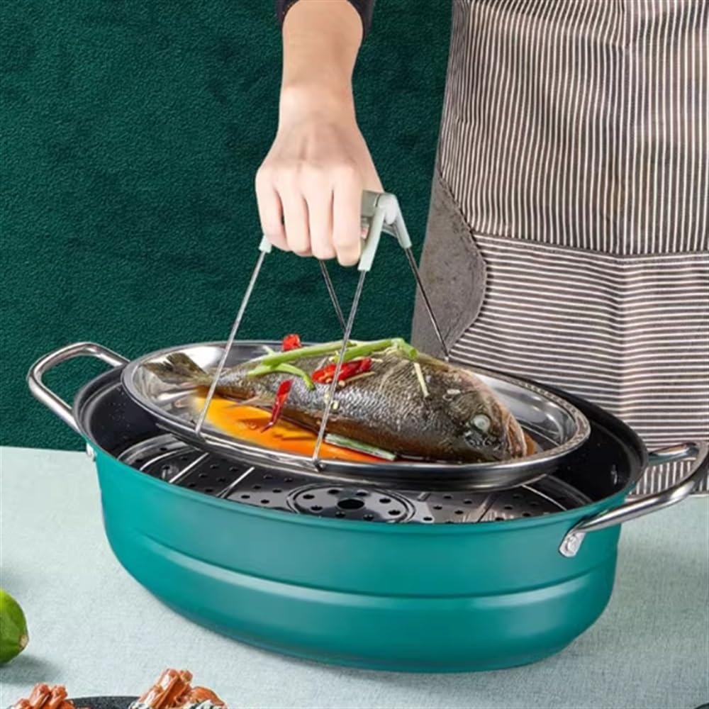 Pentola per cottura a vapore Pentola per cottura a vapore per Uso domestico Pentola universale per cottura a vapore (Verde 41 cm)