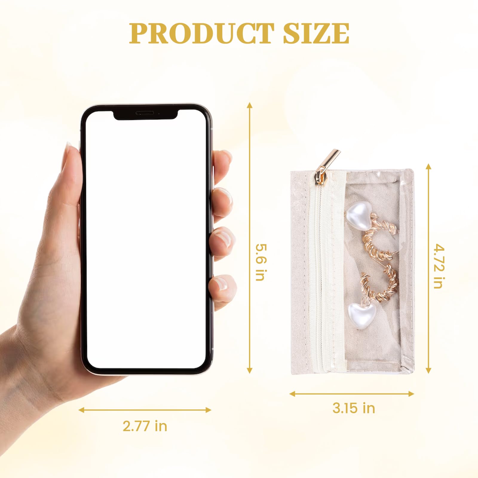 6 Pcs Jewelry Travel Bag Zipper Pocket, Jewelry Travel Pouch Cases for Women, Storage Bag Pouch Case Visualization Design for Rings Earrings Necklace Mother's Day Gifts