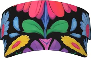 Colorful Floral Embroidery Mexican Print Sun Visor Hat Golf Visor Adjustable Outdoor Sports Cap for Men Women