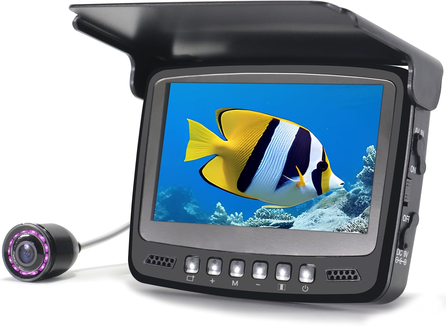 Underwater Fishing Camera, 1000TVL Portable Fish Finder with 4.3" HD Monitor, 8 Infrared Night Vision Lights, 50ft Cable for Lake Boat Kayak Ice Fishing