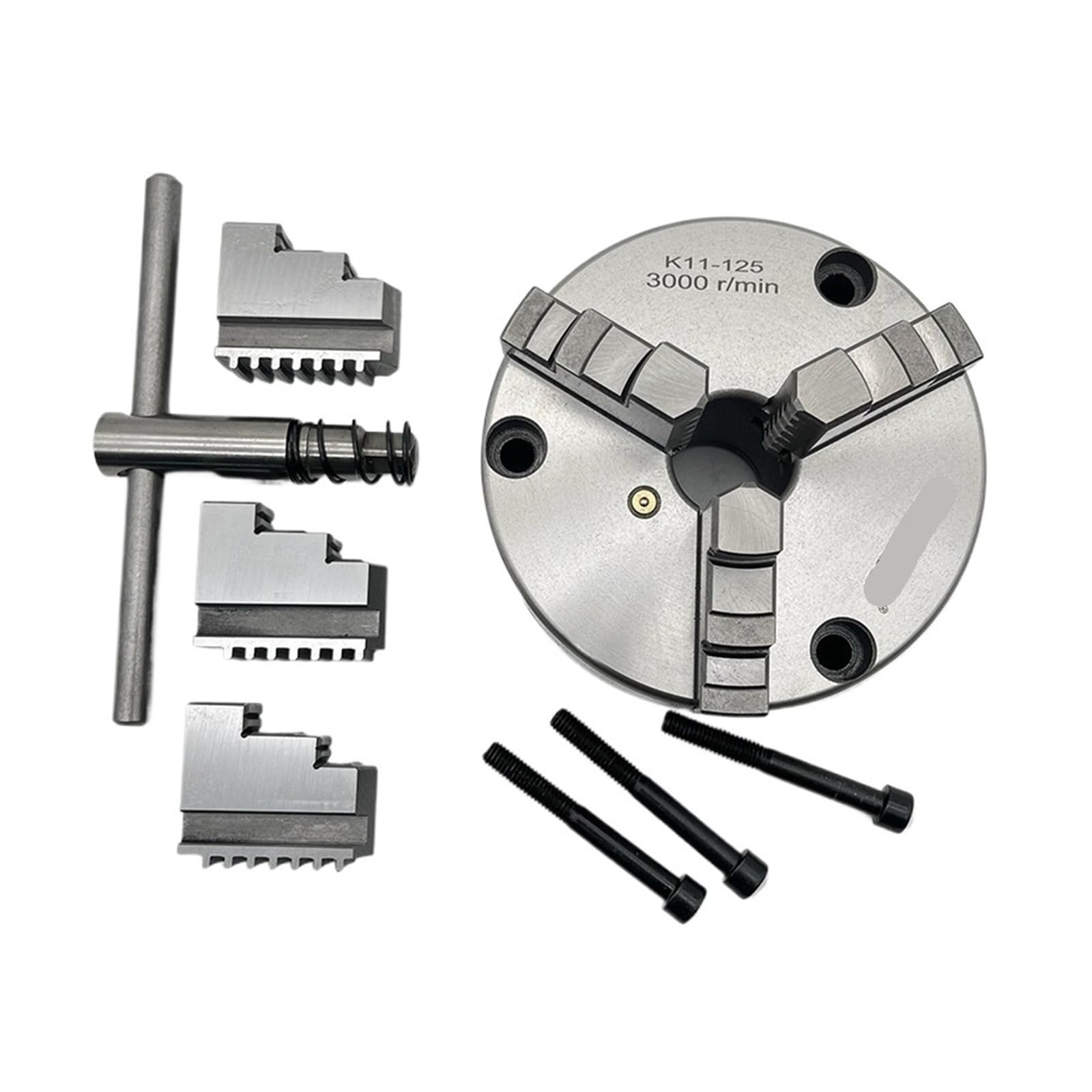Uchwyt 3-szczękowy 125 mm, mały uchwyt tokarski z mocowaniem przednim, 3 otwory K11-125, ręczny uchwyt metalowy, uchwyt spiralny do mini tokarki WM210V