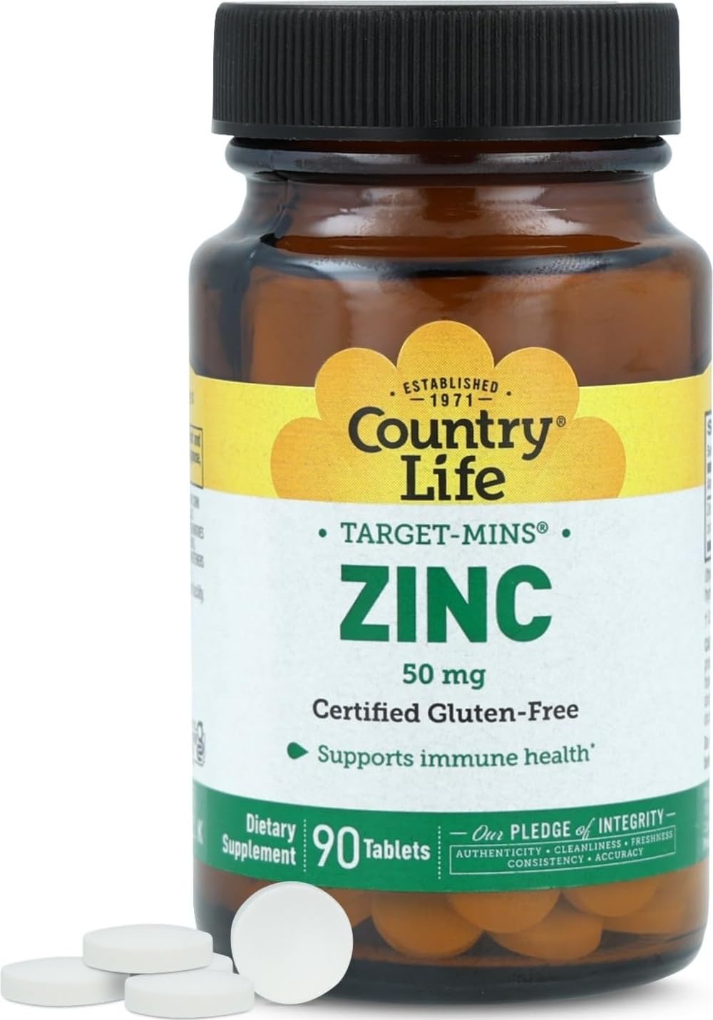 Country Life Target-Mins Zinc 50 mg 90 Tablets Unflavored 90 Count (Pack of 1)