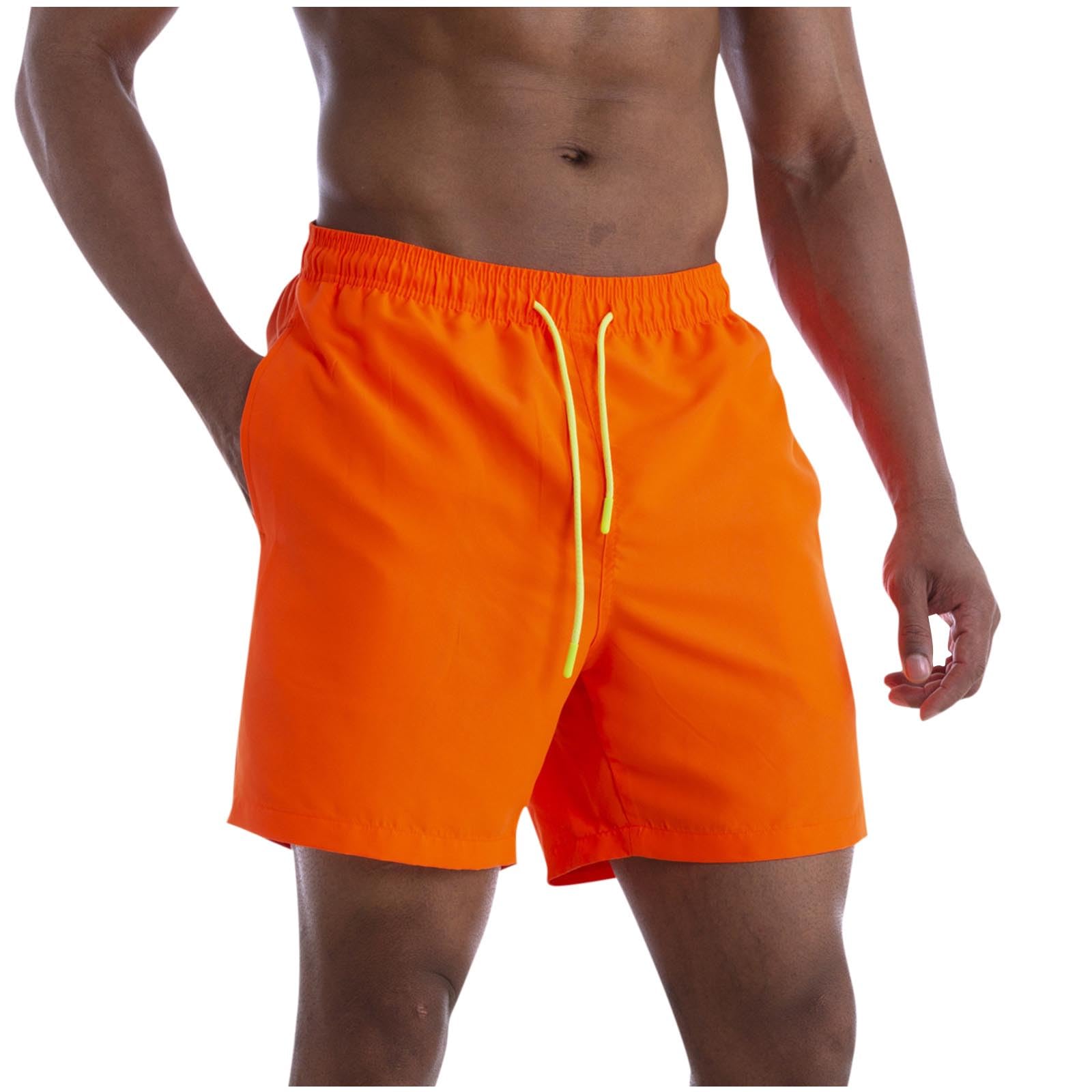 Shorts Herren Sommer Kurze Hosen Schnelltrocknend Laufhose Kurz Casual Fitness Outdoorshorts Arbeitshose Herrenshorts mit Kordelzug Elastische Taille Freizeitshorts Orange XXL