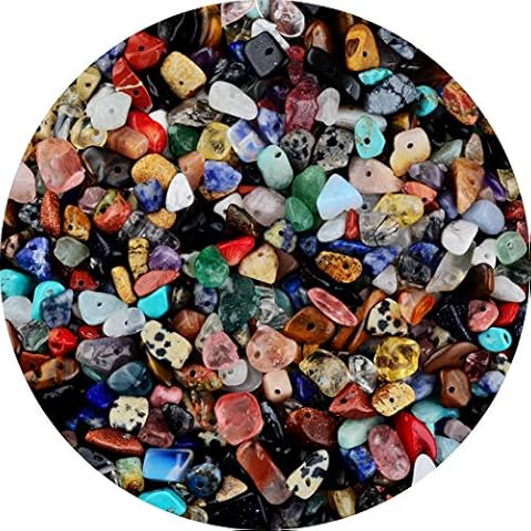 Natural Chip Stone Beads Multicolor 5-8mm About 400 Pieces Irregular Gemstones Healing Crystal Loose Rocks Bead Hole Drilled DIY for Bracelet Jewelry Making Crafting (5-8mm, Multicolor) Cover