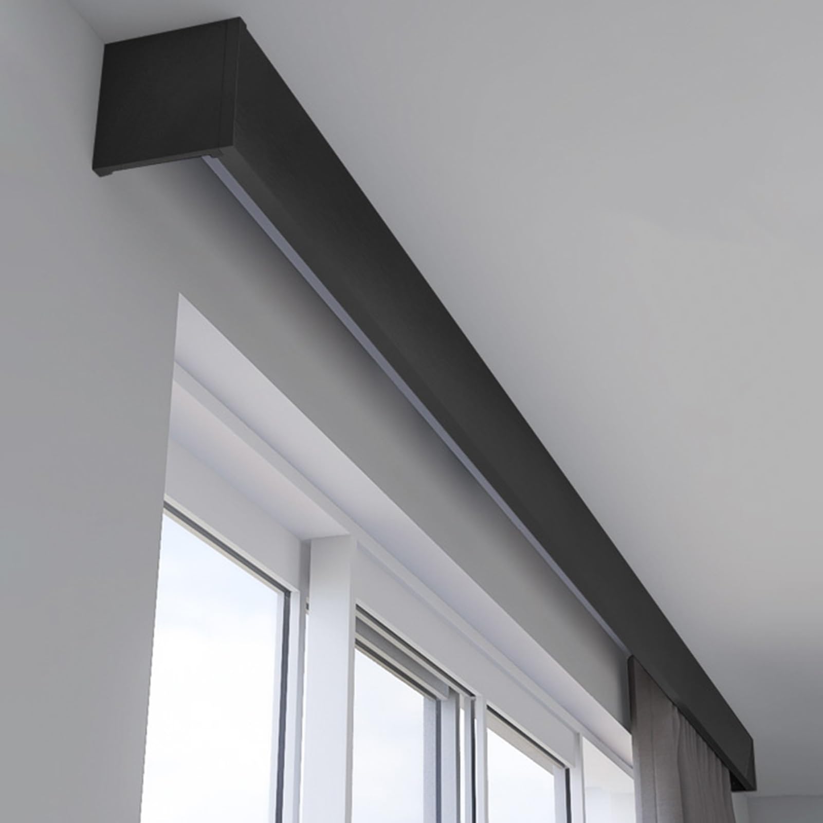 Three in One Black Metal Curtain Rail with Valance Ceiling Mount Customizable for Living Room or Bedroom 1m (3.3ft) โ image 1