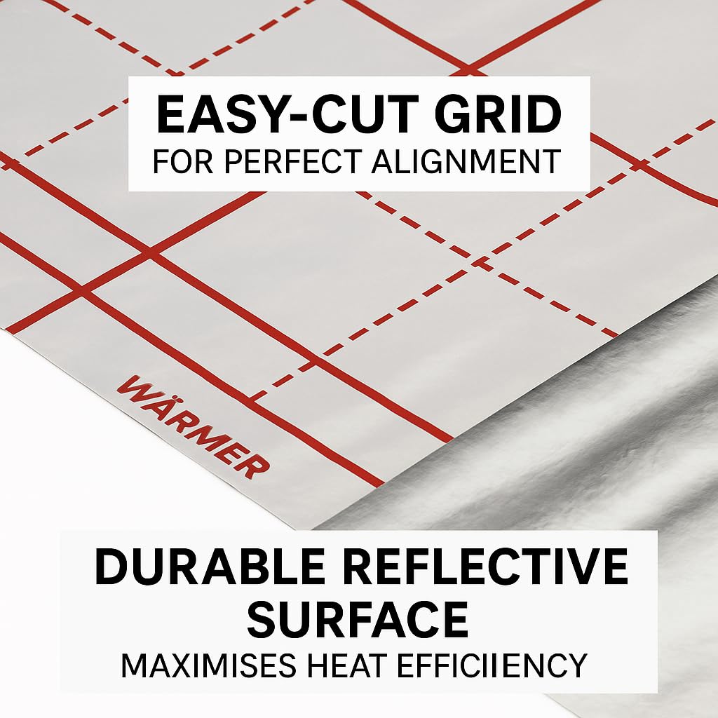 Rollo de lámina aislante reflectante de aluminio para calefacción por suelo radiante, 1 m x 50 m