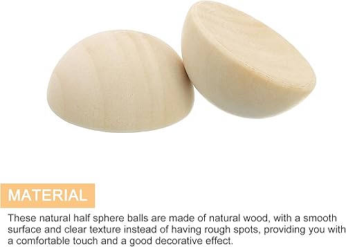 Miniatura 8 de uxcell 15 cuentas de media madera, bolas de hemisferio sin terminar de 1.575 pulgadas, cuentas redondas de madera natural para manualidades, adornos